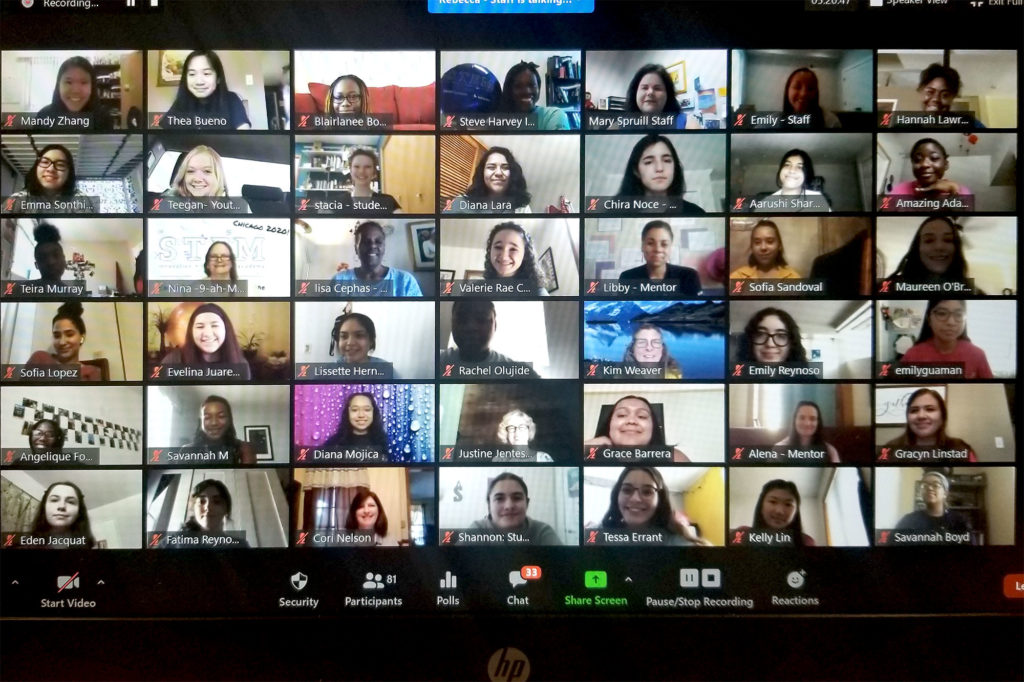 Screenshot of a zoom conference of high school students